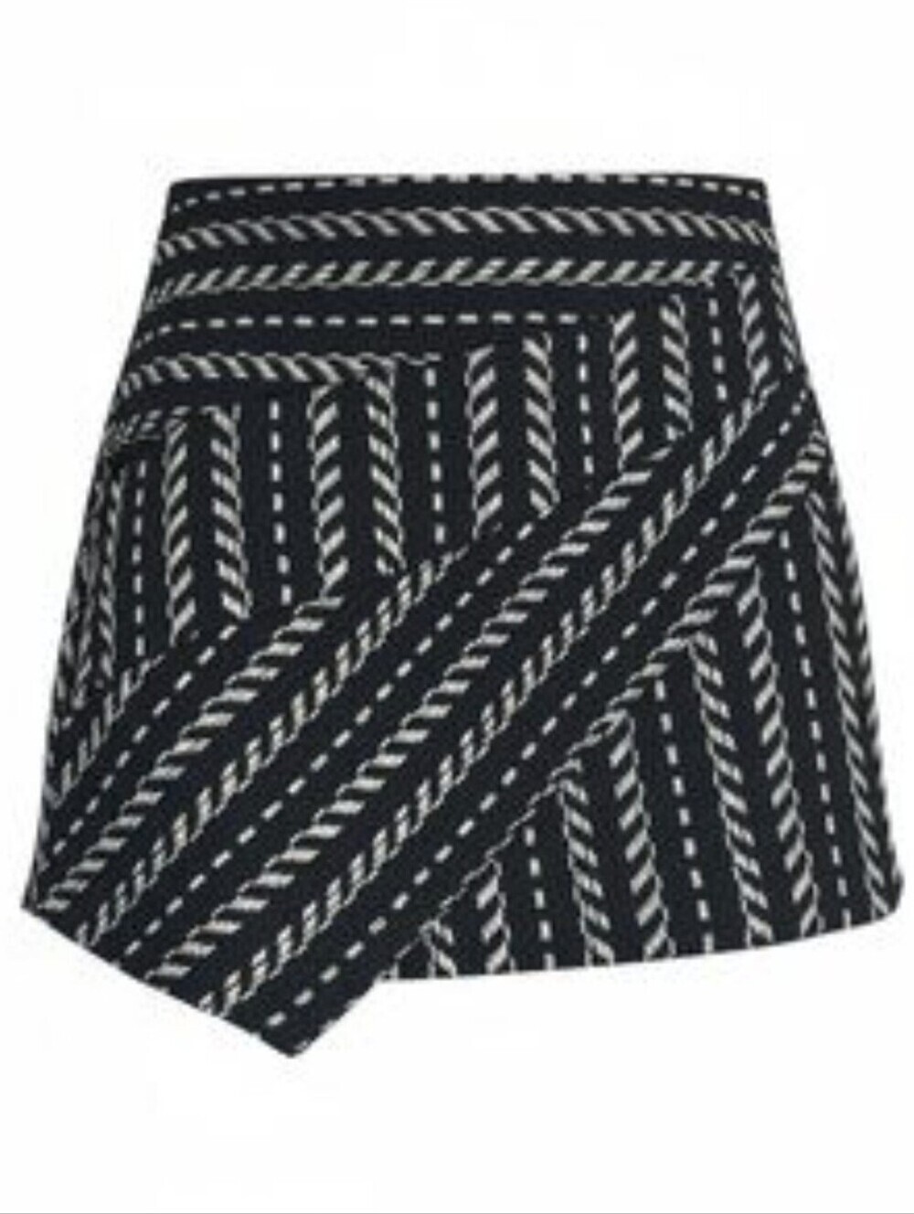 Haute Rogue Susan Geometric Mini Skirt Women's Sz. M asymmetrical Front overlay